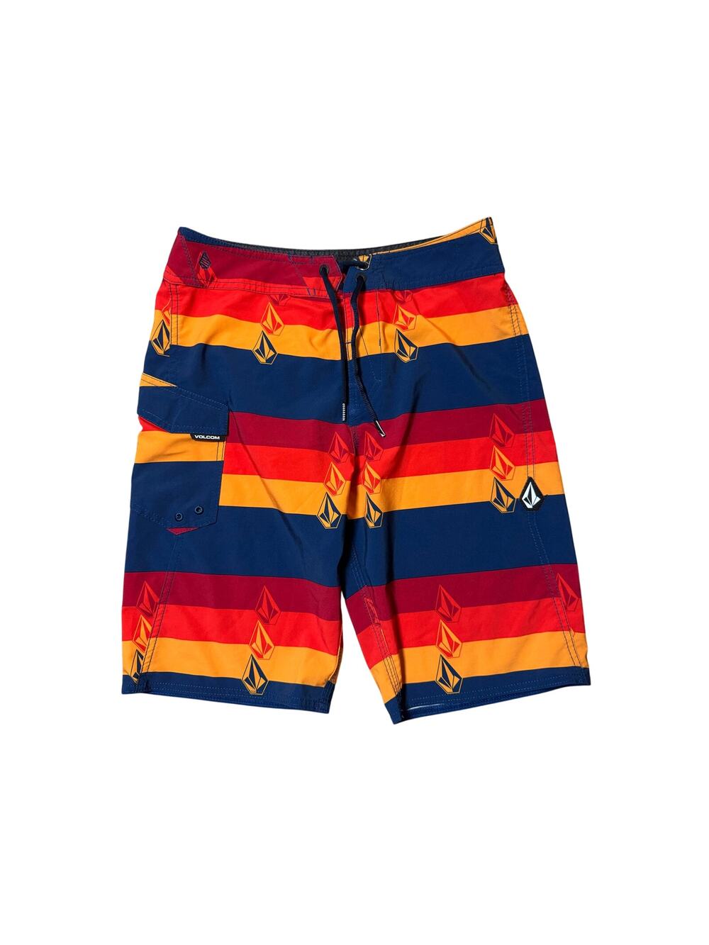 Volcom Lido Liney Mod Tech Boardshorts Size 30 Mens Striped Surf Swim Trunks